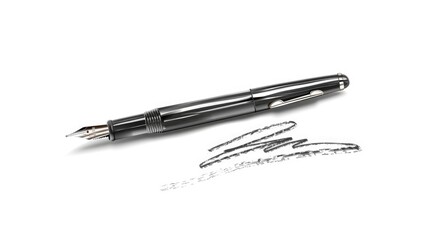 Poster - A close-up of a pen and a pencil lying on a clean white surface, ready for use