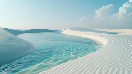 Poster - A serene image of calm waters sitting atop a sandy beach, perfect for use in travel or landscape-themed projects