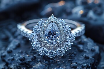 Wall Mural - A beautiful diamond ring with a blue stone setting