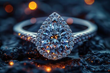 Wall Mural - A diamond ring with a diamond in the center and a diamond on each side