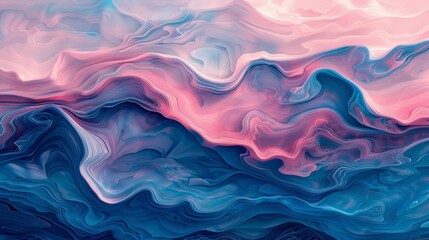 Wall Mural - Abstract pink and blue waves