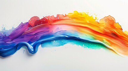 Wall Mural - Vibrant rainbow paint swirl on white background