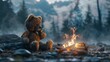 © FryArt - Teddy bear enjoys campfire tea