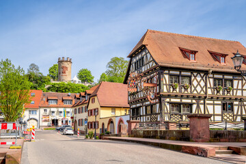 Canvas Print - Altstadt und Wartturm, Weingarten (Baden), Baden Wuerttemberg, Deutschland 