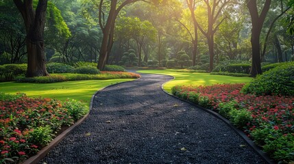 Canvas Print - Winding Path Through a Lush Garden