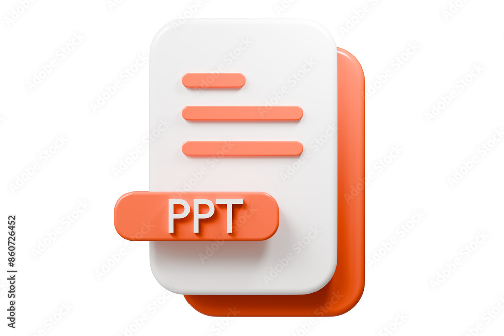 3d file doc ppt icon. minimal word presentation document icon. document ...
