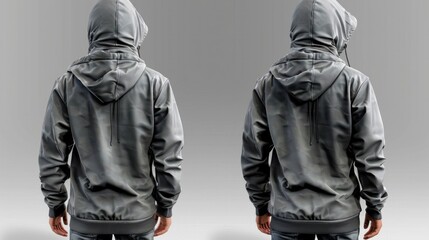 Wall Mural - Two Gray Hoodies in a Minimalist Back View