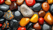 © Belho Med - colorful wet pebbles in vibrant hues close-up