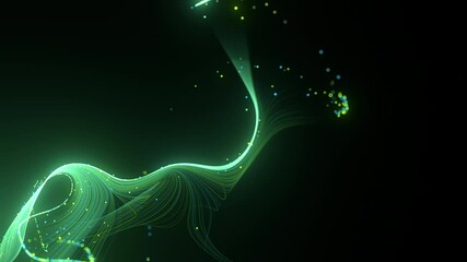 Wall Mural - futuristic stream of neon rays. optical fibers with data signals. particle trails background. commun