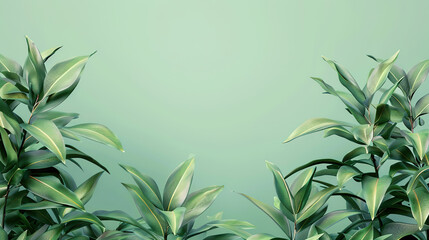 Wall Mural - 3D Rendering of Nature Plant with Isolated Green Background. wide copy space. high quality. high resolution. 8k.