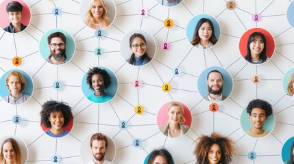 diverse group of people connected in a network, symbolizing a thriving social media community. gener