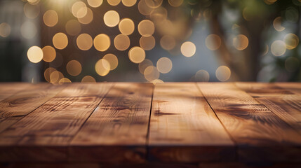 Leinwandbilder - Wooden with abstract bokeh background : Generative AI