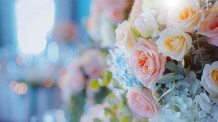 Leinwandbilder - wedding decoration with flowers picture with soft focus : Generative AI