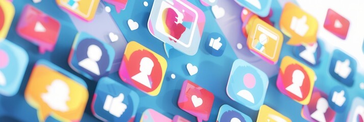 Aufkleber - A vibrant visual representation of social media communities and interactions, showcasing the power of online connection and engagement. Generative AI