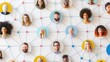 © Анатолий Сав - An illustration showcasing a diverse group of individuals connected in a vibrant social media network. Generative AI