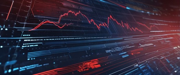 abstract background of coding software for geoscience, red and blue tone