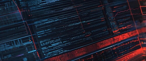 abstract background of coding software for geoscience, red and blue tone