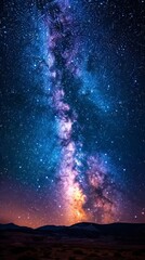 Wall Mural - vertical picture with sky full of stars ai generated