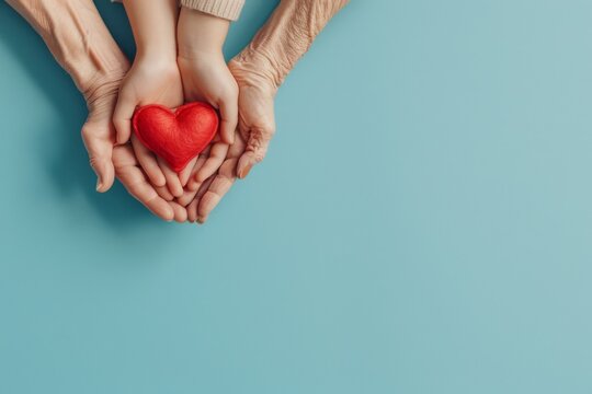 Red heart family hands, heart health insurance, charity volunteer donation, corporate social responsibility, world heart day, world health day, family day, adoption foster care home, compliment