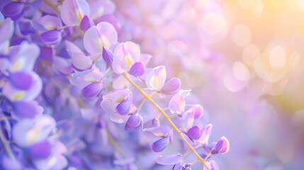 Wall Mural - Floral background with soft focus Purple acacia flowers close up : Generative AI