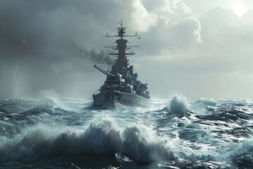 Wall Mural - warship on the sea