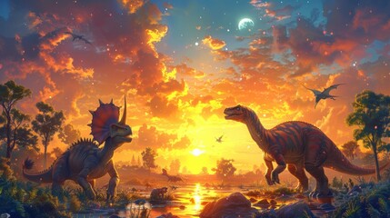 background for kids with dinosaurs
