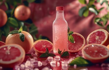 Wall Mural - Pink Grapefruit Drink With Fresh Mint and Ice