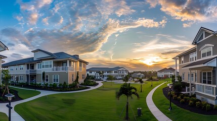 panoramic view of a coastal retirement village