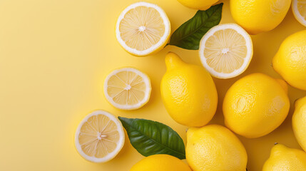 Wall Mural - A bunch of lemons with a few slices missing