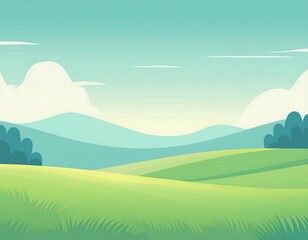 Wall Mural - Minimalist mountain scene with trees, flat design.