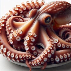 Wall Mural - close-up photo of an octopus on a white background have only 9 leg
