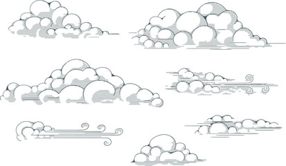 Wall Mural - hand drawn clouds sketch