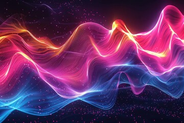 Sticker - Abstract background with a colorful gradient, holographic waves
