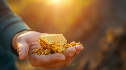 Miner holding a chunk of gold ore, rising gold demand, mining industry