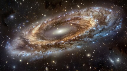 Wall Mural - a cosmic veil is lifted as a telescope unveils a galaxy whose elegance is unmatched, its spirals ado