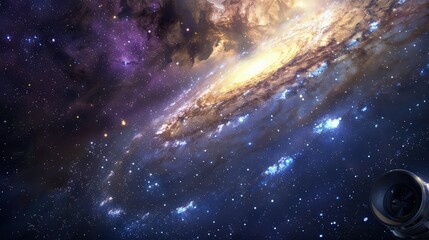 Wall Mural - a galaxy's isolated splendor is magnified by a cosmic telescope, its secluded position in the univer