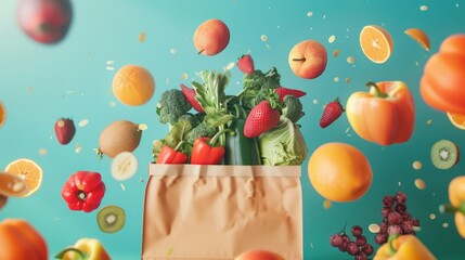 Wall Mural - Vibrant Fresh Produce in Motion - Generative AI