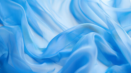 Poster - Texture chiffon fabric in blue color for backgrounds silk fabric selective focus : Generative AI