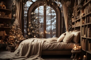 Wall Mural - Bed christmas decoration furniture.