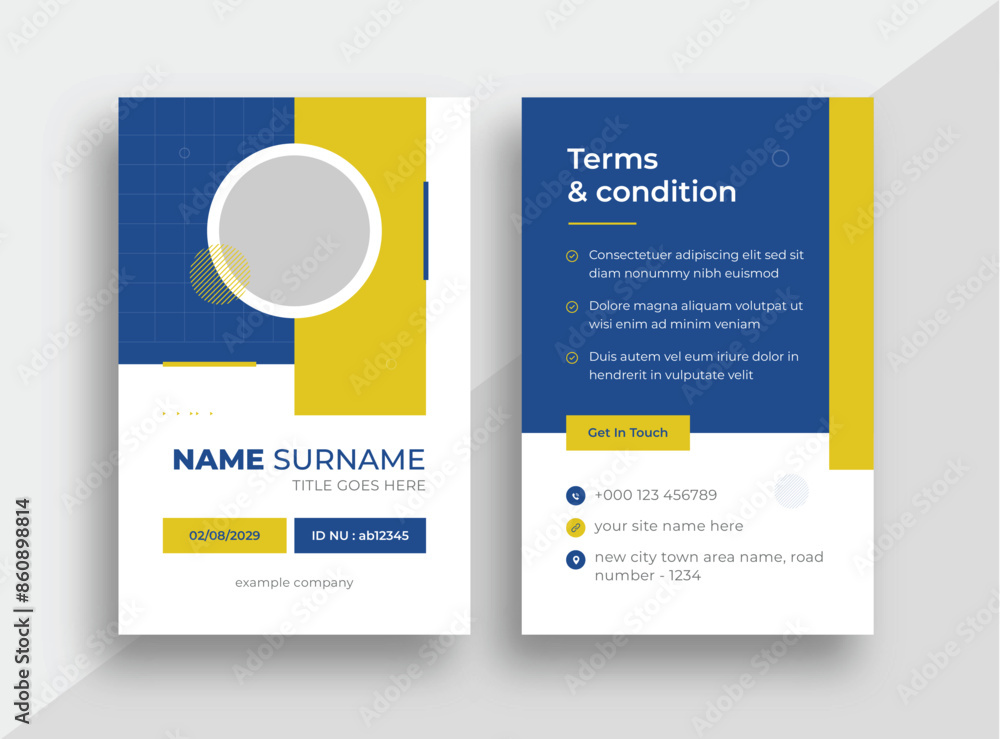 Corporate ID Card Design Template, Company employee ID card, Clean ID Card, Office ID card