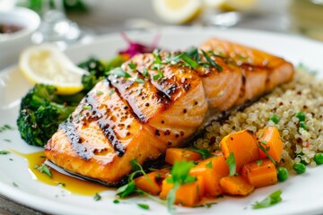 Grilled Salmon with Quinoa and Sweet Potato