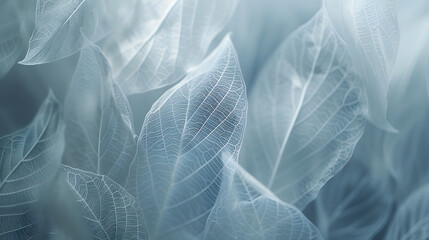 Poster - Transparent skeleton leaves of pearl color Selective focus Design for wedding cards Delicate abstract background : Generative AI