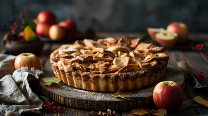 Delicious traditional homemade apple pie 