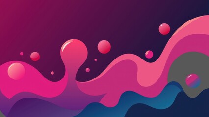 Abstract floral and wave design with a nature-inspired vector illustration, featuring elements of water, sky, and summer in a colorful landscape backdrop