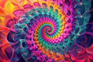 Wall Mural - psychedelic vortex of swirling colors and geometric patterns mindbending optical illusions create se