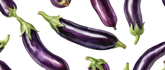 Wall Mural - eggplant pattern background watercolor style4