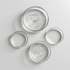 Three Clear Petri Dishes in High Product Photography