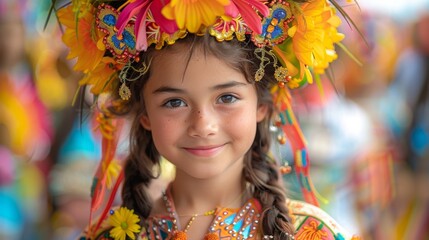 Canvas Print - A colorful portrait featuring a smiling woman and a girl amid vibrant flowers and seasonal beauty, embodying happiness and natural fashion