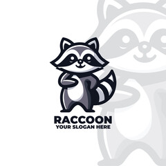 Poster - Cute Raccoon Logo Vector Design