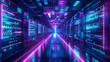 © studio clever - Futuristic Data Center with Neon Lights, Generative AI